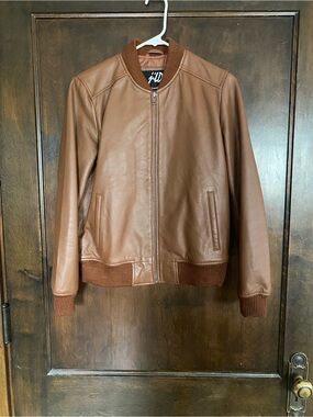 Woman’s Brown Leather Bomber Jacket